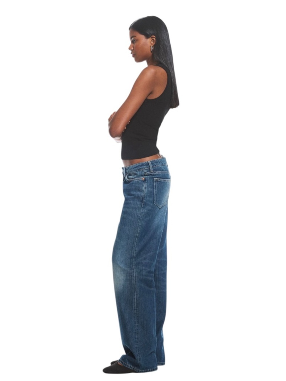 Asos weekday Blue Ample low loose wide leg denim Jeans cotton size 26 x 32 - Picture 2 of 14